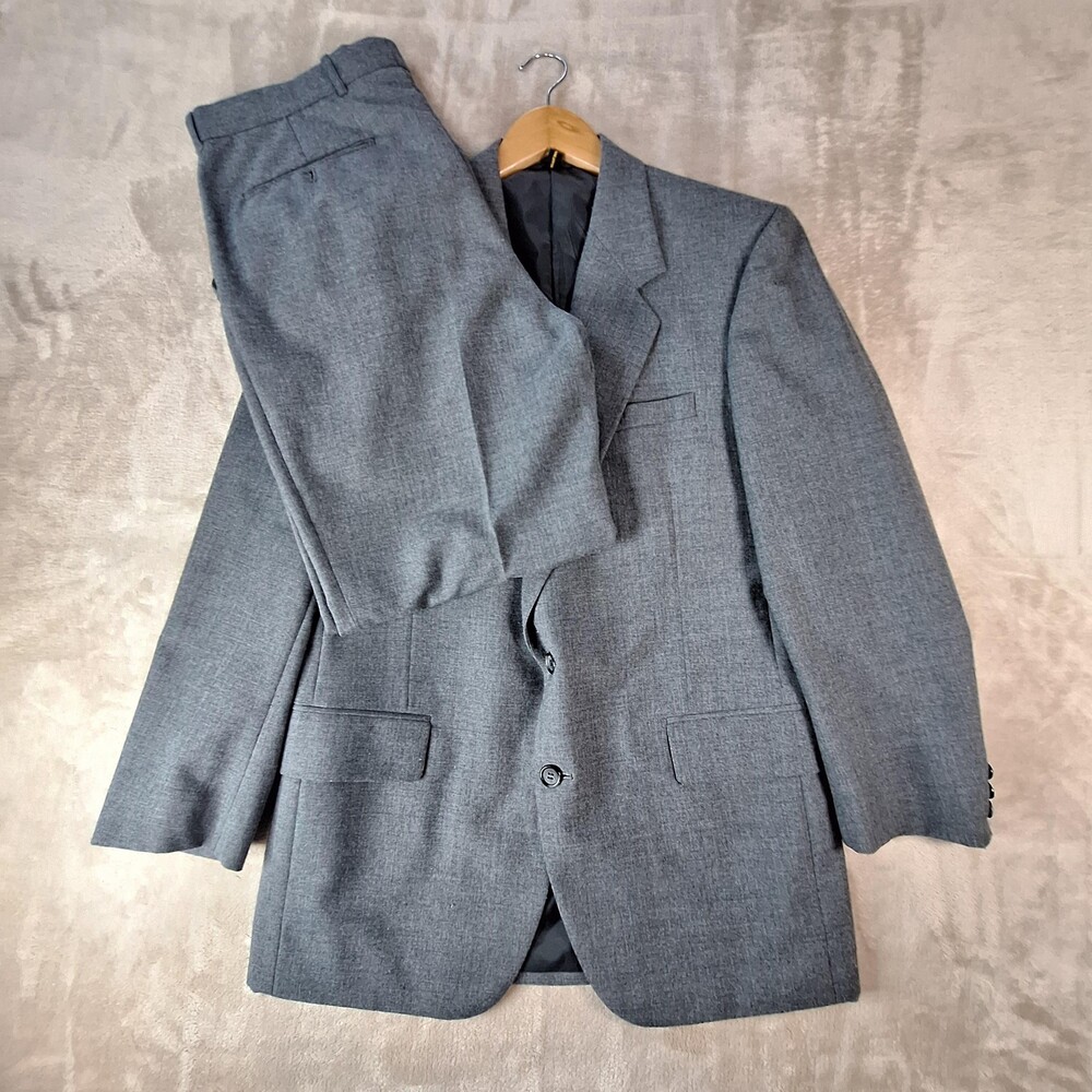 Seasons Spanner Suit Mens 40R 34W Gray Wool Blend 2 Piece Single Vent 2 Button